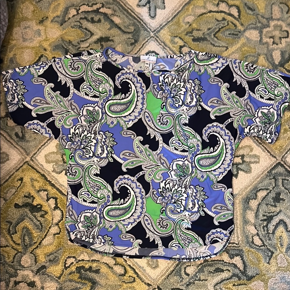 Jude Connally Blue and Green Paisley Blouse